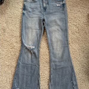 Women's Flare Distressed Blue Rosen Jeans